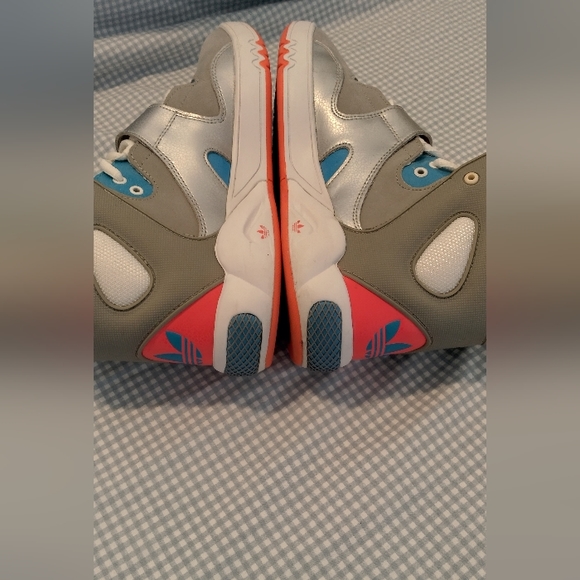 ADIDAS OG high top sneakers silver, grey orange, blue, white-Velcro straps - Picture 8 of 10